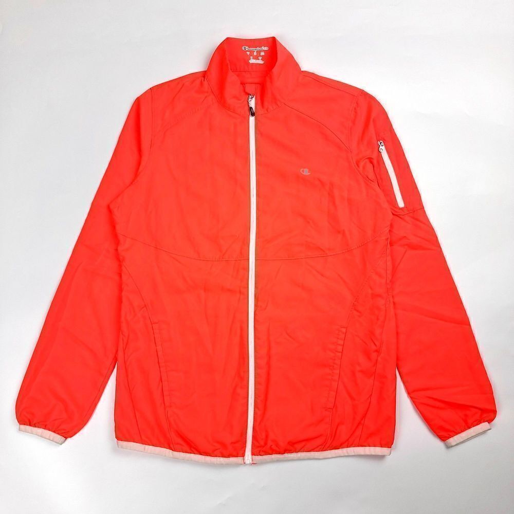 Champion Elite Neon Orange Active Athletic Zip Coach Track Jacket Mens Small